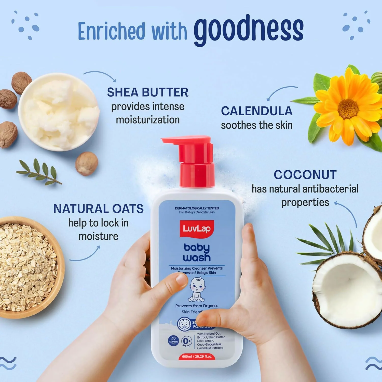 LuvLap Baby Wash with Milk Protein, Oatmeal, Shea Butter and Vitamin E - Image 4