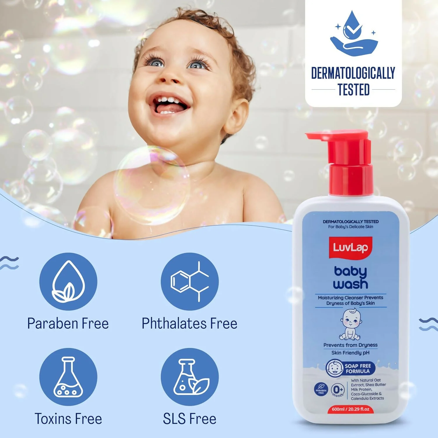 LuvLap Baby Wash with Milk Protein, Oatmeal, Shea Butter and Vitamin E - Image 7