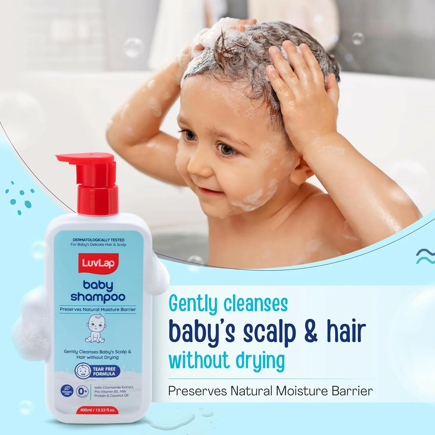 LuvLap Milky Soft Baby Shampoo with Milk Protein, Vitamin E & Coconut Oil, Shea Butter & Chamomile - Image 4