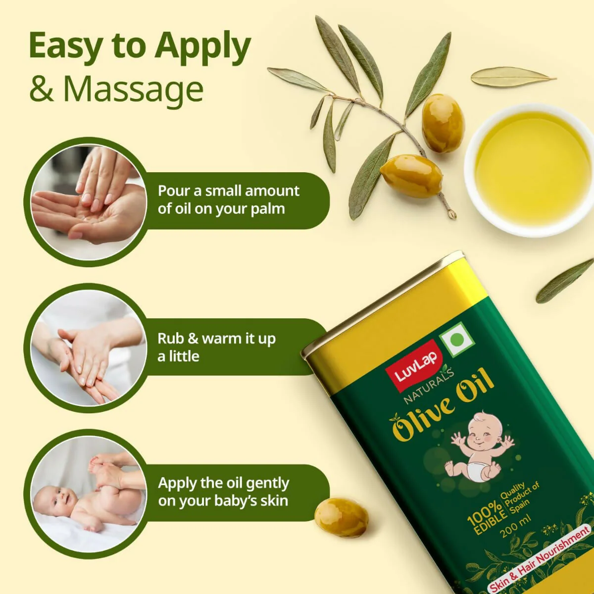 LuvLap Naturals Baby Body Massage Olive Oil for New Born - Image 3