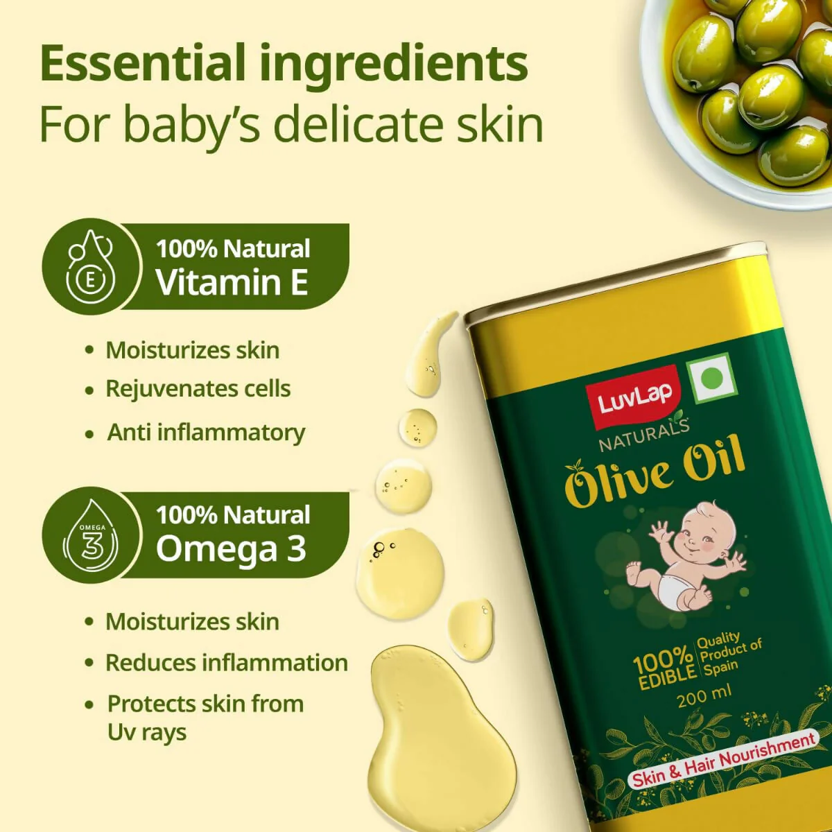 LuvLap Naturals Baby Body Massage Olive Oil for New Born - Image 4