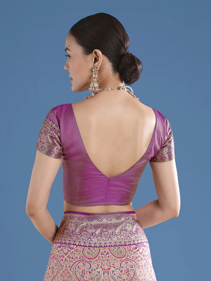 Monjolika Fashion Beige Banarasi Silk Saree With Traditional Paisley Weaves - Image 4