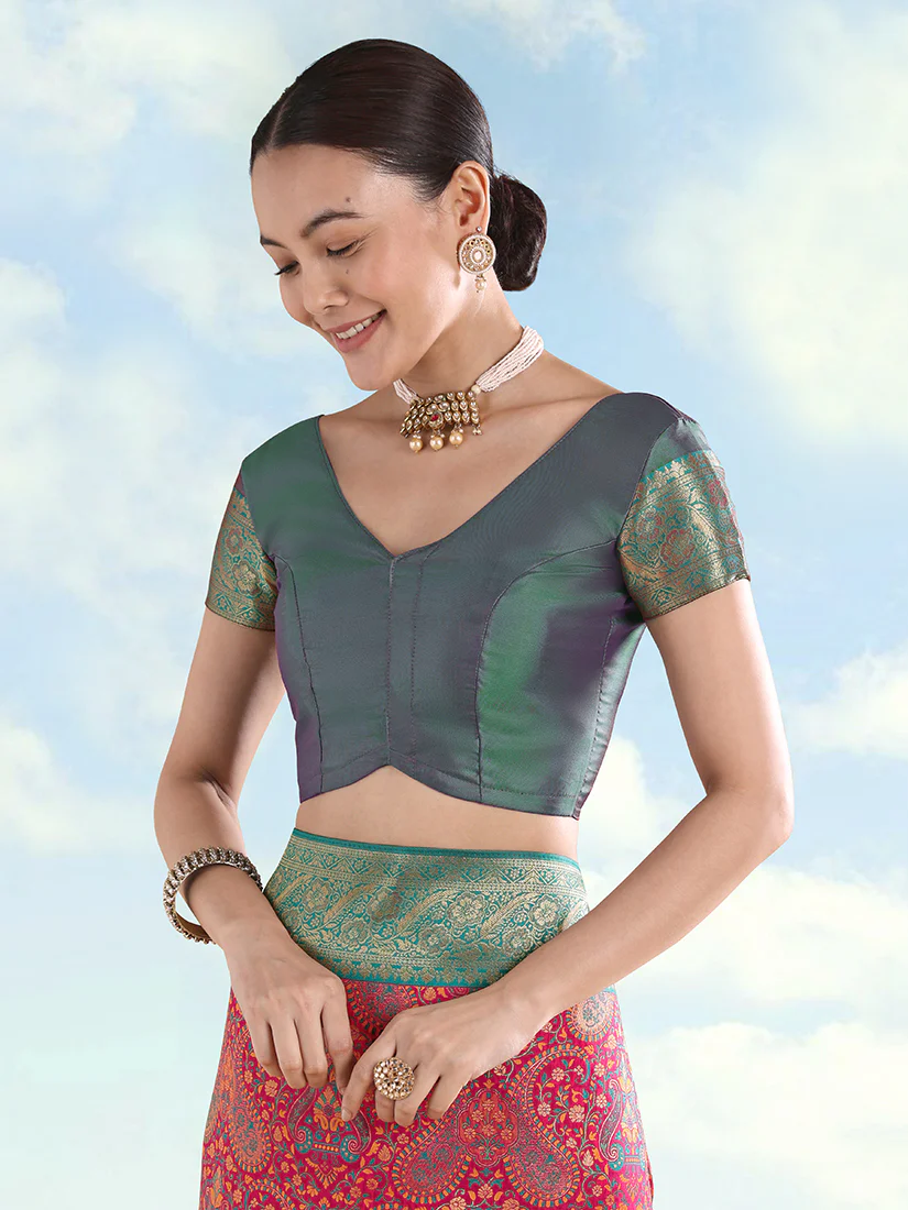 Monjolika Fashion Rani Pink Banarasi Silk Saree With Traditional Paisley Weaves - Image 5