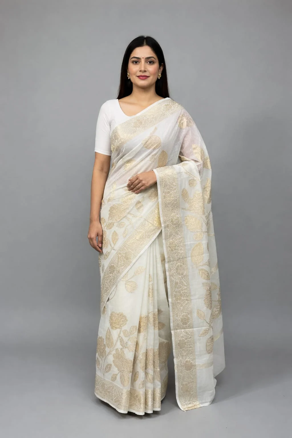 Morchari Applique Work All Over Saree With Unstitched Blouse - Image 3