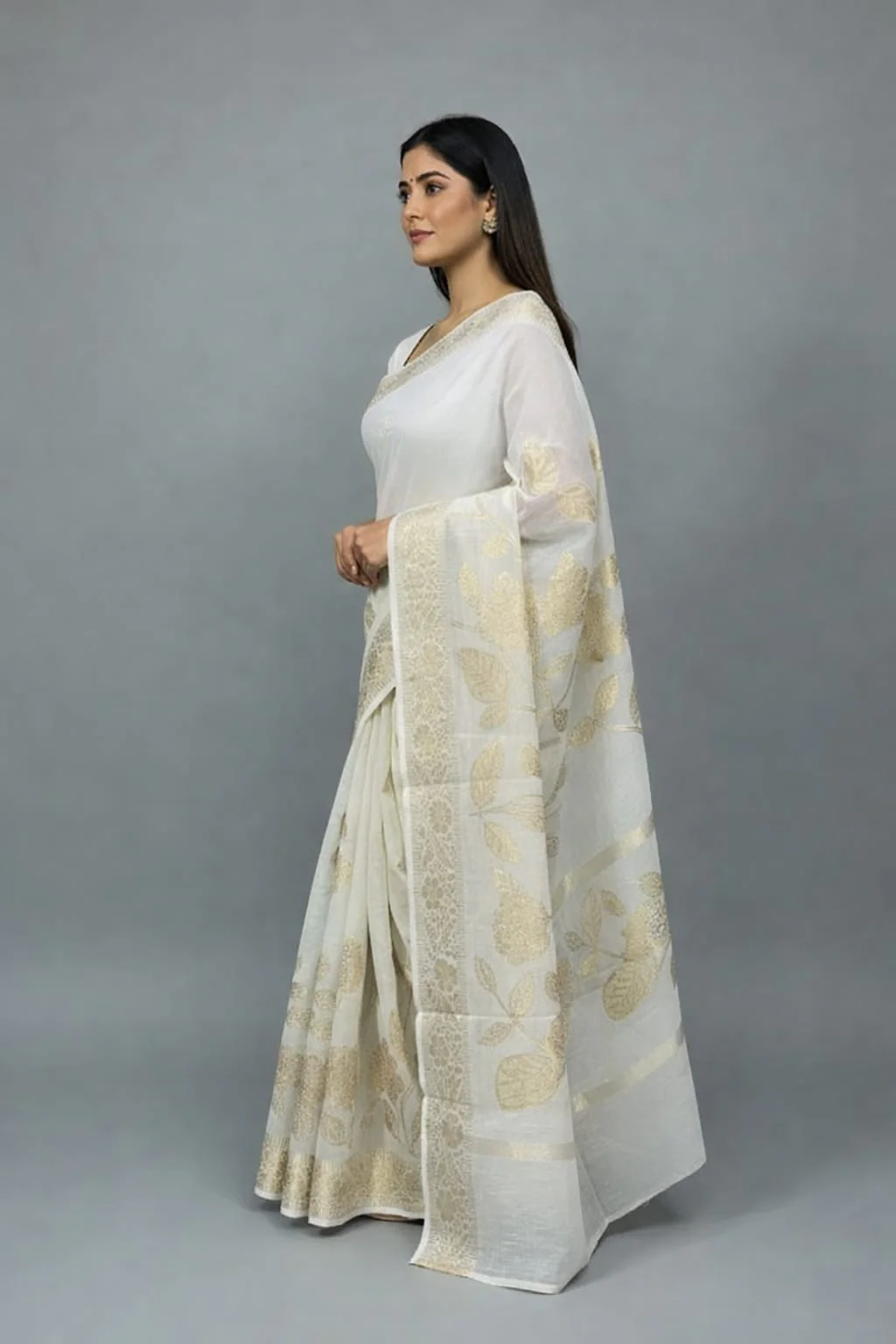 Morchari Applique Work All Over Saree With Unstitched Blouse - Image 4