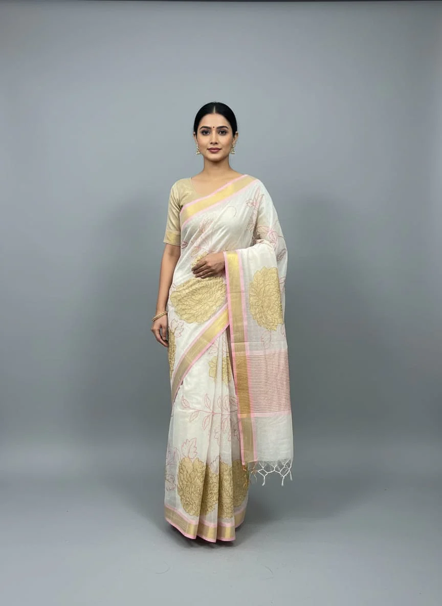 Morchari Applique Work With Thread Work With Unstitched Blouse