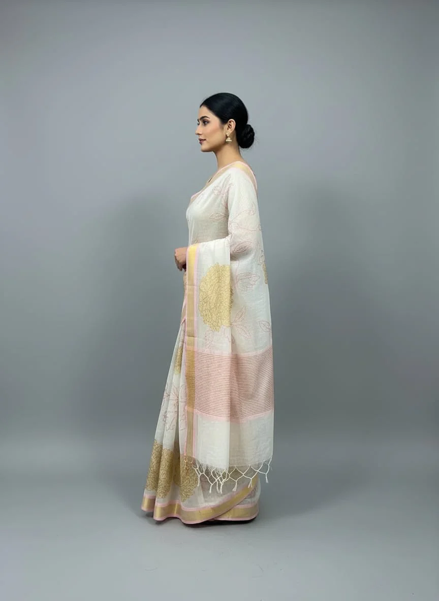 Morchari Applique Work With Thread Work With Unstitched Blouse - Image 2