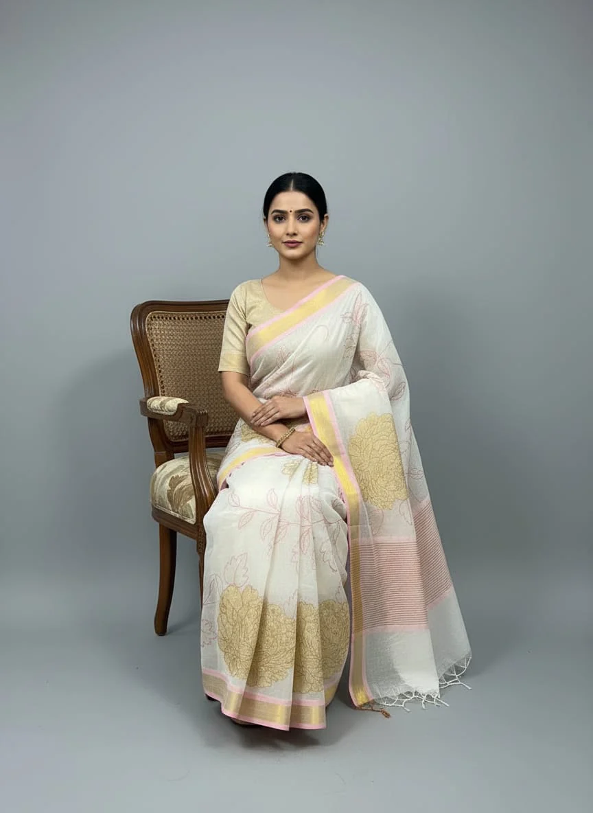 Morchari Applique Work With Thread Work With Unstitched Blouse - Image 3