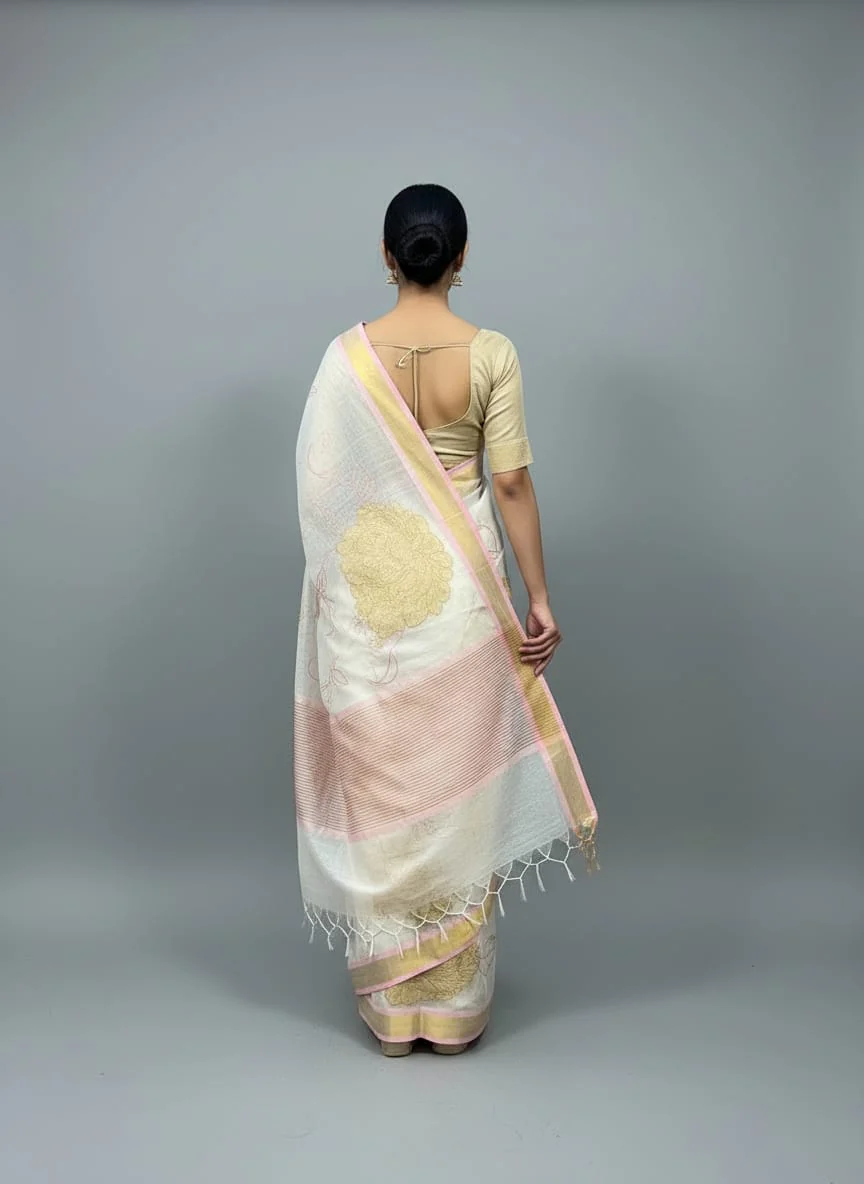 Morchari Applique Work With Thread Work With Unstitched Blouse - Image 4