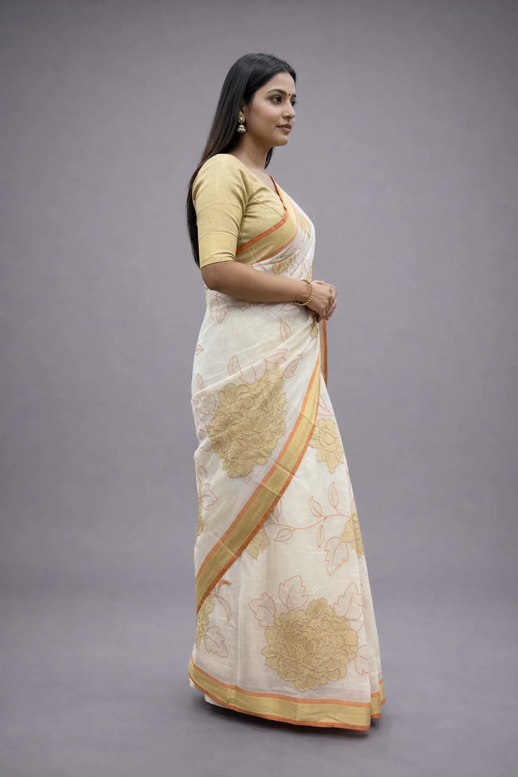 Morchari Applique Work With Thread Work With Unstitched Blouse - Image 3