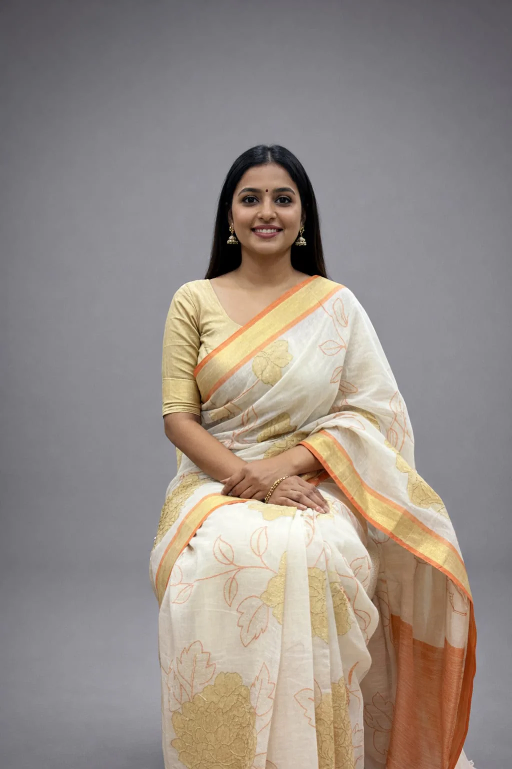 Morchari Applique Work With Thread Work With Unstitched Blouse - Image 4