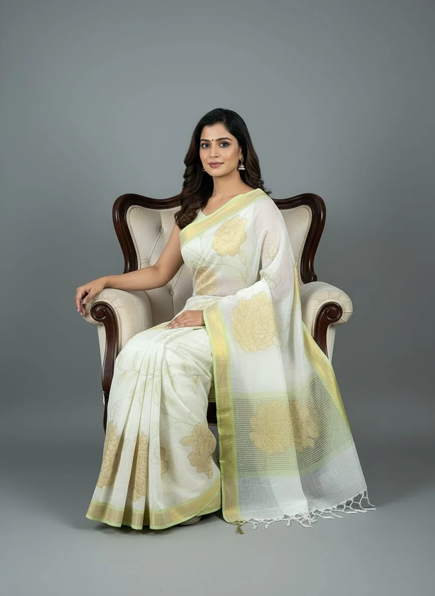 Morchari Applique Work With Thread Work With Unstitched Blouse - Image 3