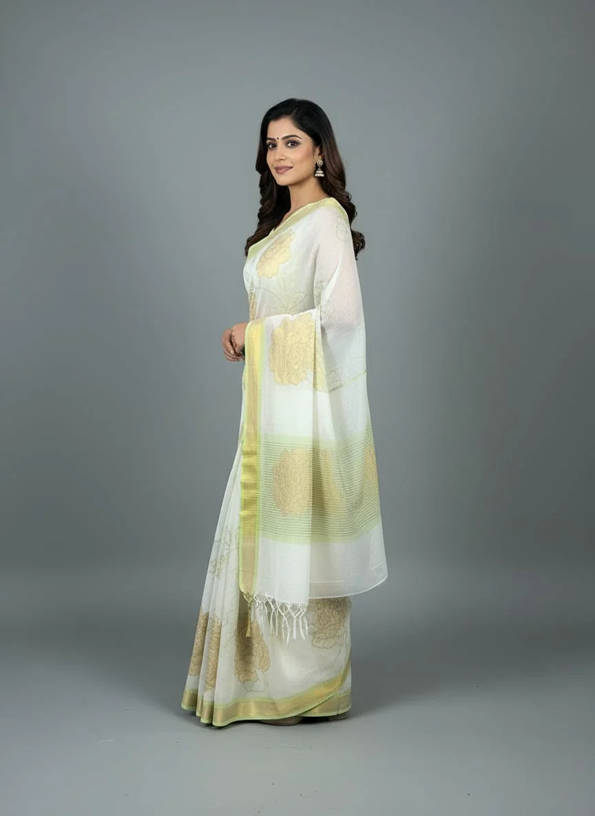 Morchari Applique Work With Thread Work With Unstitched Blouse - Image 4