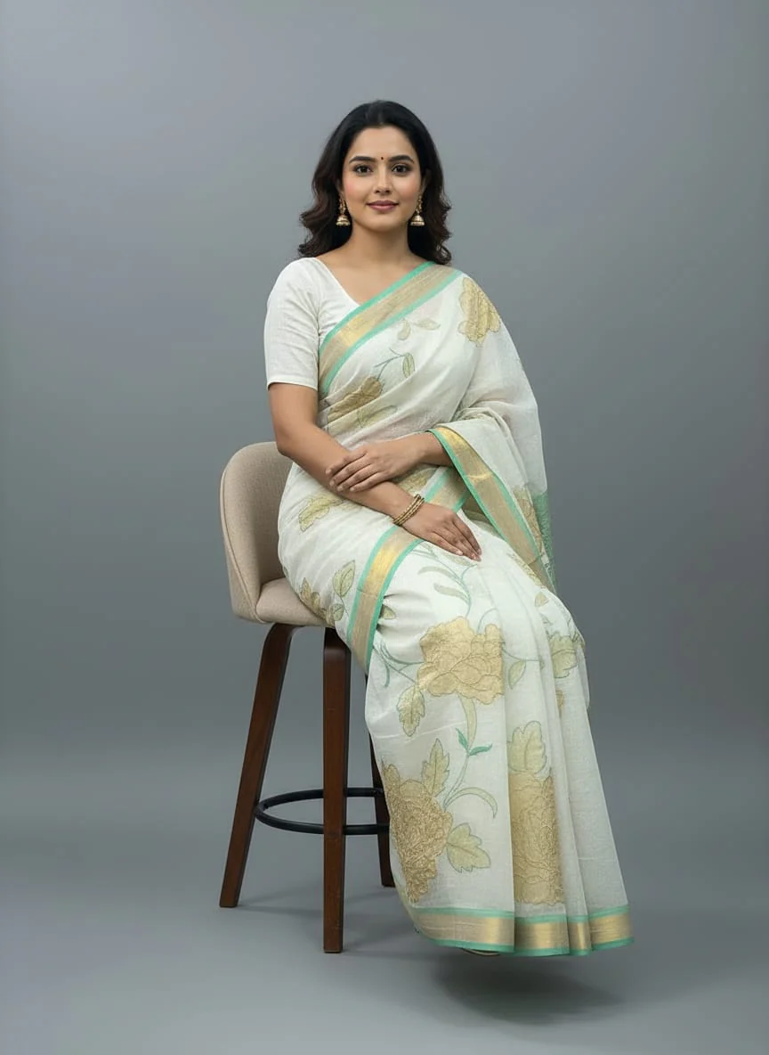 Morchari Applique Work With Thread Work With Unstitched Blouse - Image 4