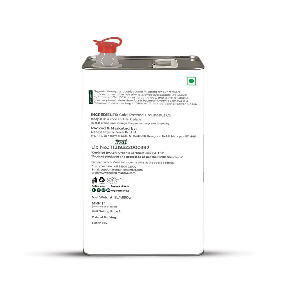Organic Mandya Cold Pressed - Groundnut Oil - Image 3