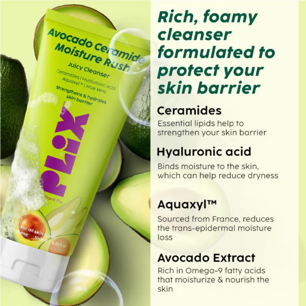PLIX The Plant Fix Avocado Ceramide Moisture Rush Juicy Cleanser - Image 4