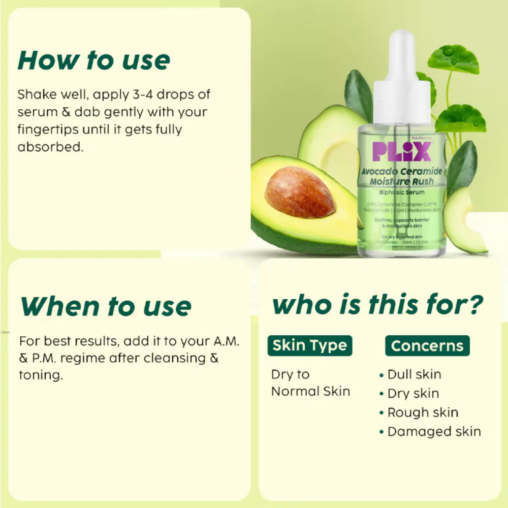 PLIX The Plant Fix Barrier Repair Combo Kit with Avocado Ceramide Moisture Rush Serum, Cleanser & Cream - Image 3