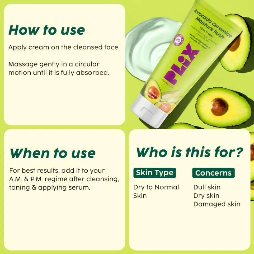 PLIX The Plant Fix Barrier Repair Combo Kit with Avocado Ceramide Moisture Rush Serum, Cleanser & Cream - Image 5