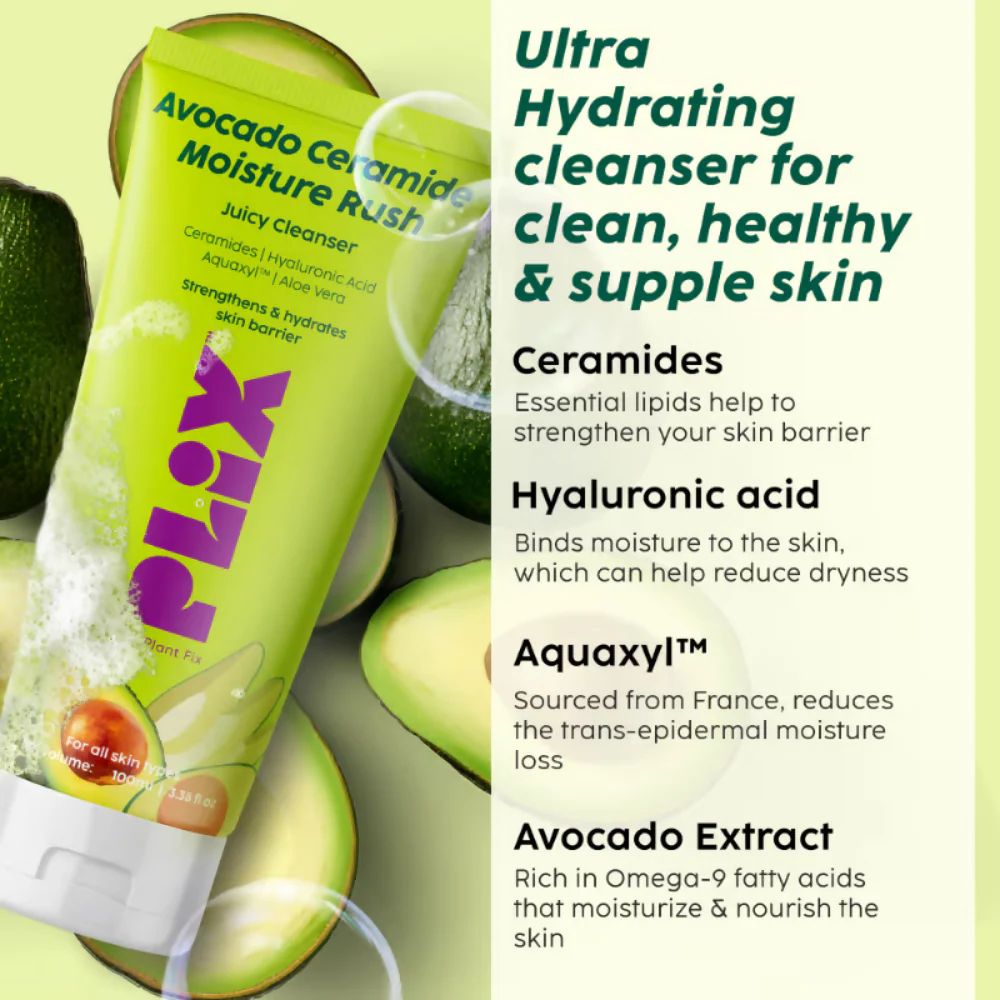 PLIX The Plant Fix Barrier Repair Combo Kit with Avocado Ceramide Moisture Rush Serum, Cleanser & Cream - Image 6