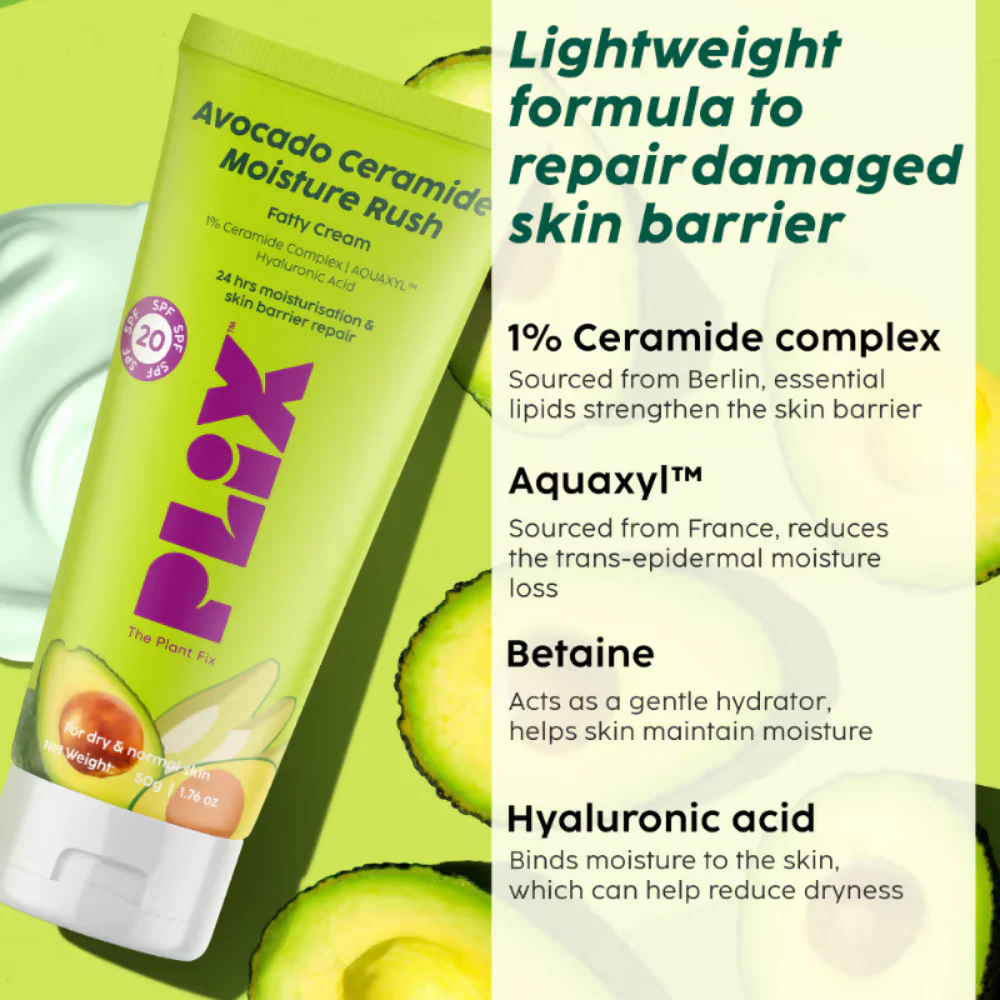 PLIX The Plant Fix Barrier Repair Combo Kit with Avocado Ceramide Moisture Rush Serum, Cleanser & Cream - Image 7