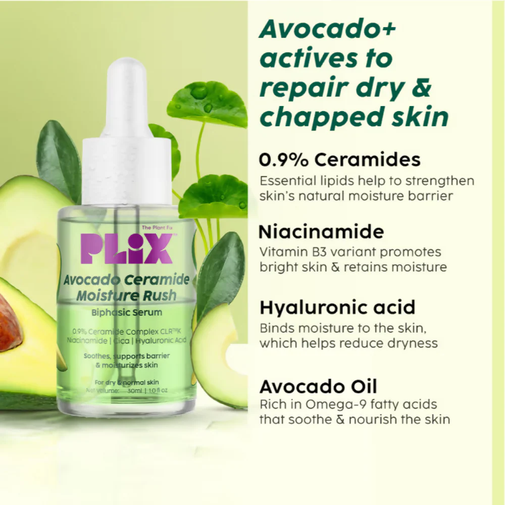 PLIX The Plant Fix Barrier Repair Combo Kit with Avocado Ceramide Moisture Rush Serum, Cleanser & Cream - Image 9
