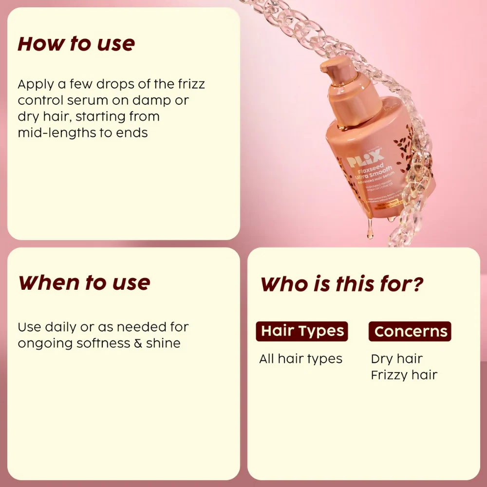 PLIX The Plant Fix Flaxseed Keratin Smoothening Anti-Frizz Serum - Image 3