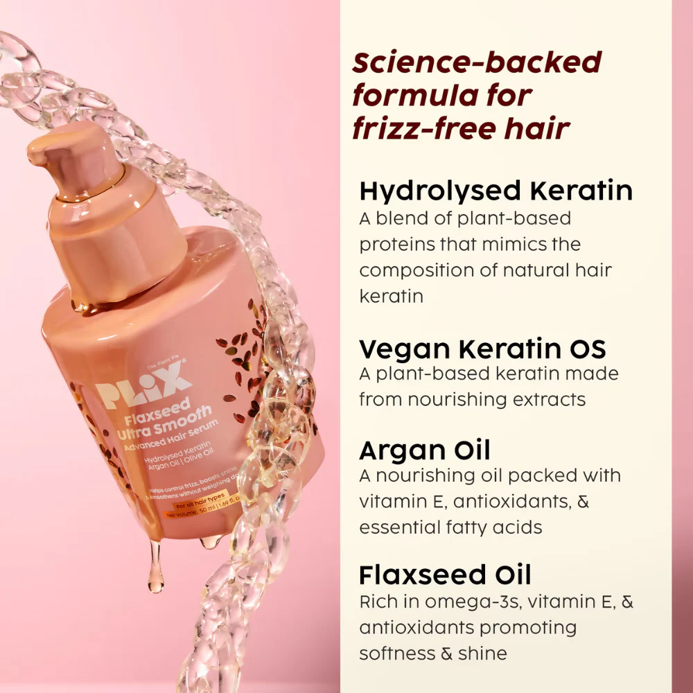 PLIX The Plant Fix Flaxseed Keratin Smoothening Anti-Frizz Serum - Image 6