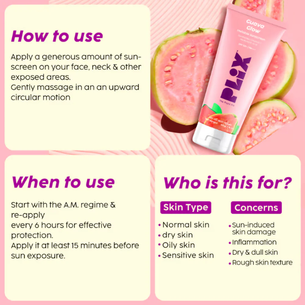 PLIX The Plant Fix Guava Glow Regime With Cleanser With 10% Vitamin C Serum & Invisible Sunscreen - Image 6