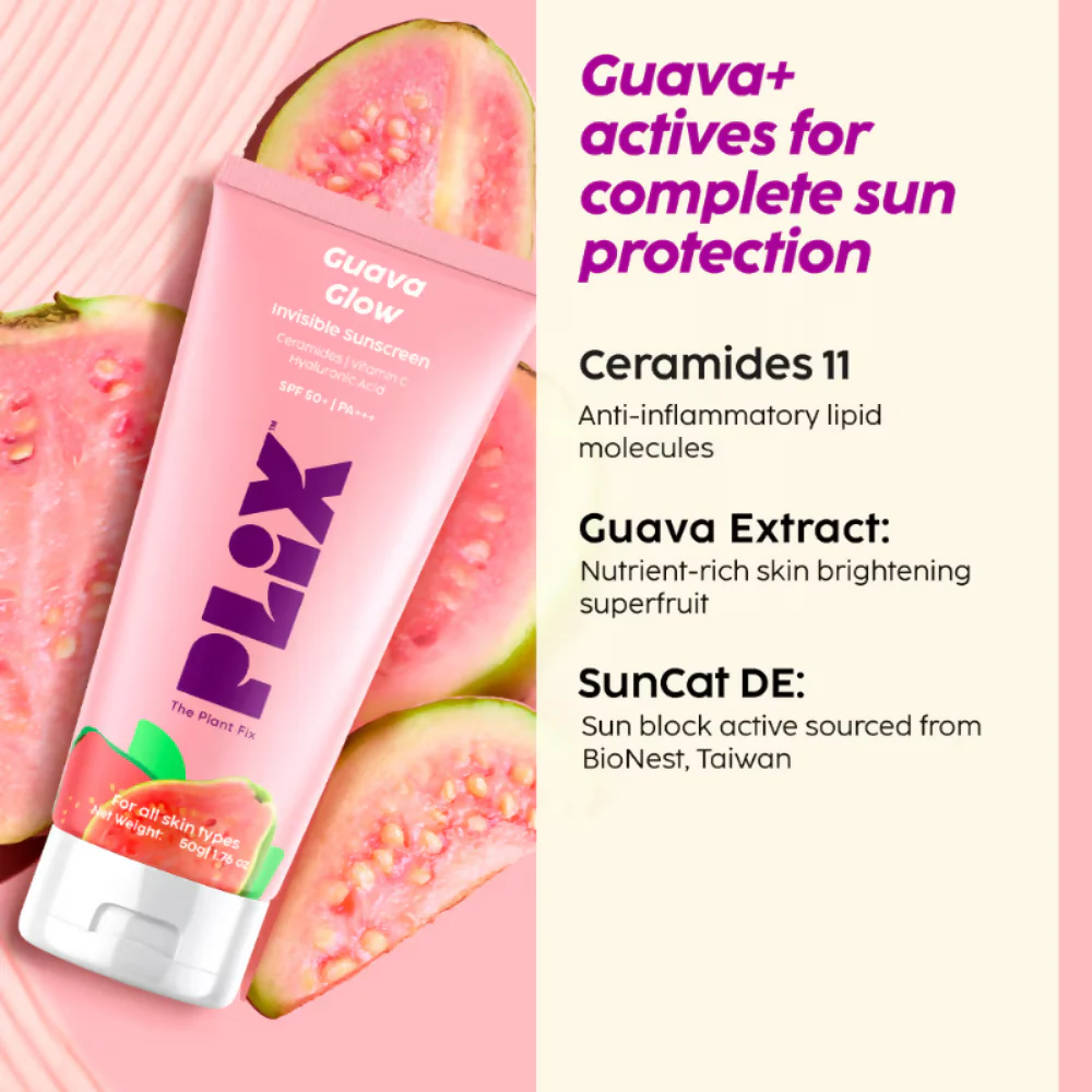 PLIX The Plant Fix Guava Glow Regime With Cleanser With 10% Vitamin C Serum & Invisible Sunscreen - Image 7