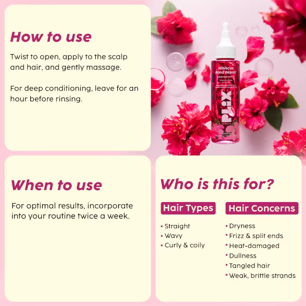 PLIX The Plant Fix Hibiscus Bond Repair Advanced Hair Oil - Image 3
