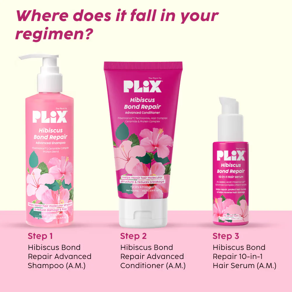 PLIX The Plant Fix Hibiscus Bond Repair Advanced Shampoo + Conditioner - Image 4