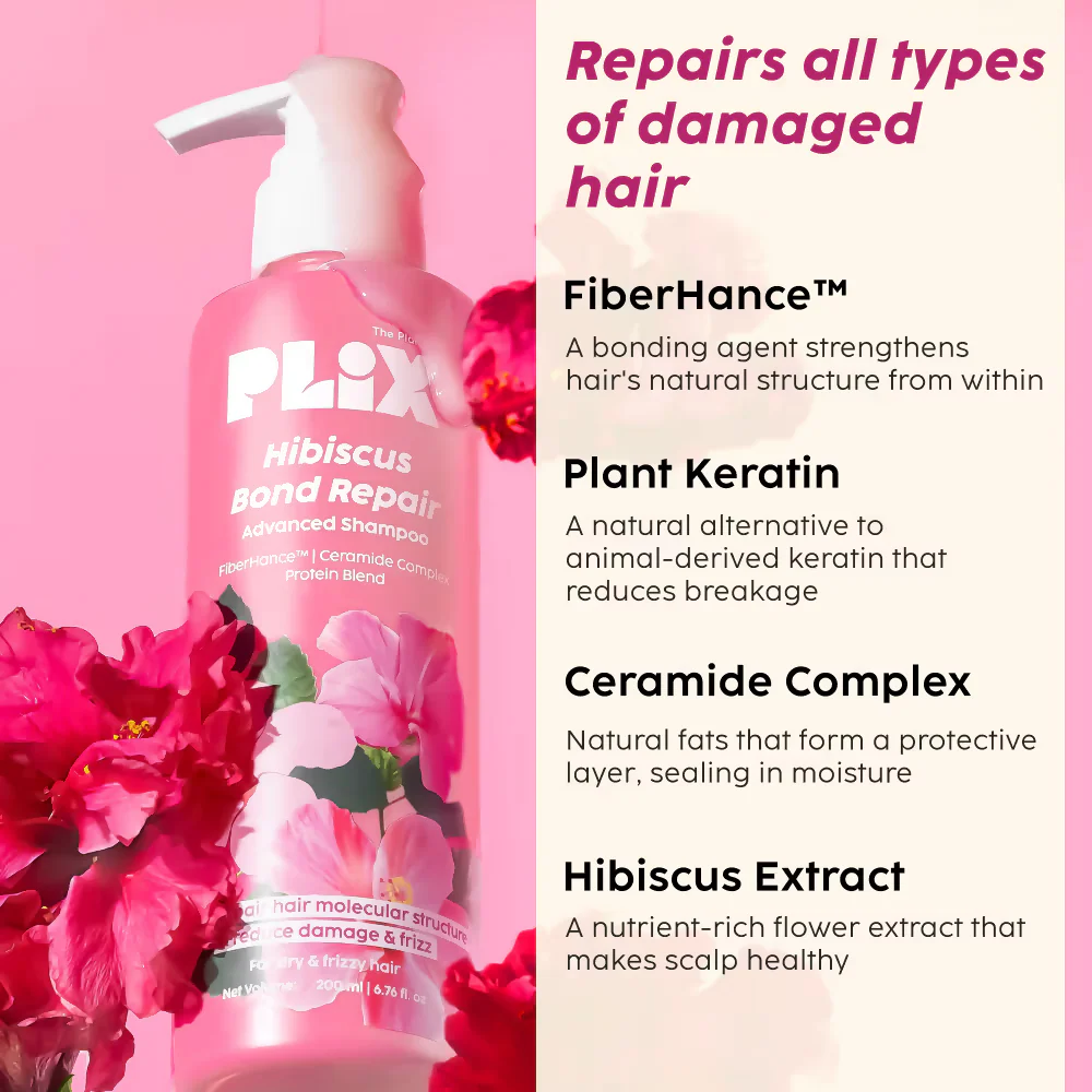 PLIX The Plant Fix Hibiscus Bond Repair Advanced Shampoo + Conditioner - Image 5