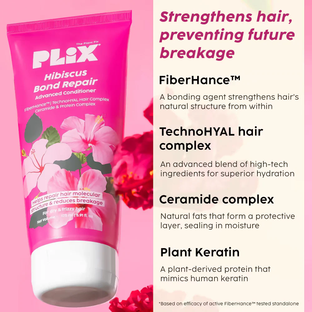 PLIX The Plant Fix Hibiscus Bond Repair Advanced Shampoo + Conditioner - Image 6