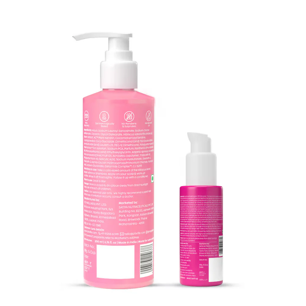 PLIX The Plant Fix Hibiscus Frizz Control Hair Serum + Bond Repair Advanced Shampoo - Image 2