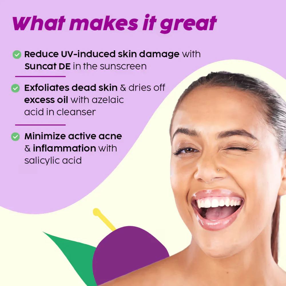 PLIX The Plant Fix Jamun Active Acne Kit With Spf 50+ Sunscreen & Juicy Cleanser - Image 10