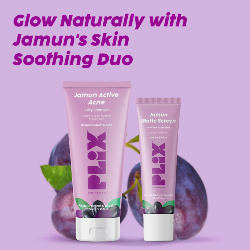 PLIX The Plant Fix Jamun Active Acne Kit With Spf 50+ Sunscreen & Juicy Cleanser - Image 11