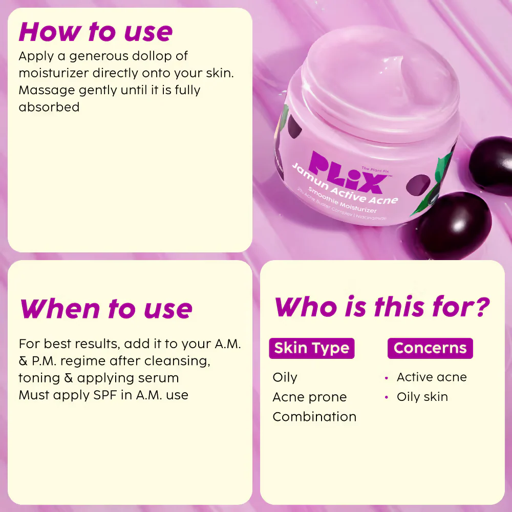 PLIX The Plant Fix Jamun Active Acne Regime - Cleanser, Acne Mark Serum, Moisturizer & Body Wash For Women & Men - Image 5