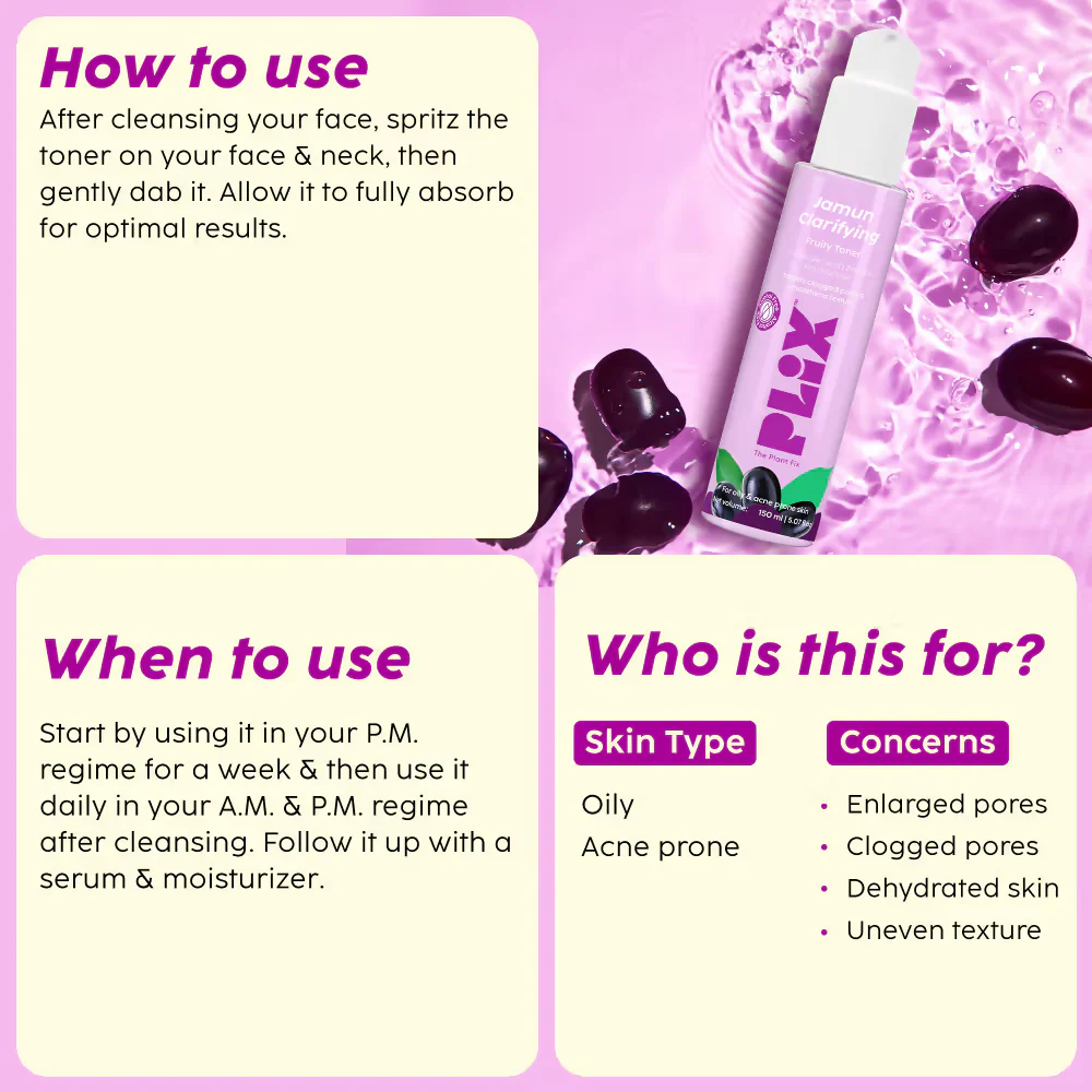 PLIX The Plant Fix - Jamun Active Acne Regime With Cleanser & Toner To Unclog Pores & Reduce Acne - Image 4