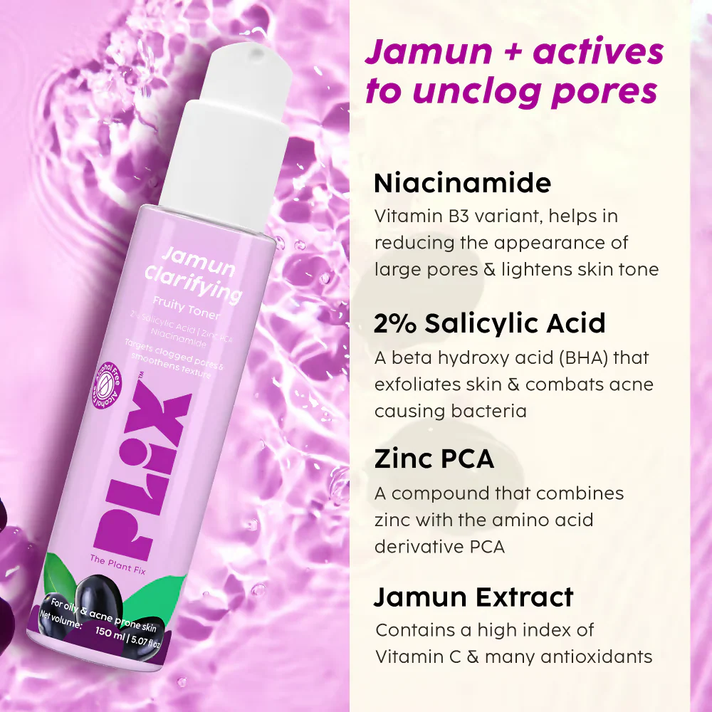 PLIX The Plant Fix - Jamun Active Acne Regime With Cleanser & Toner To Unclog Pores & Reduce Acne - Image 5