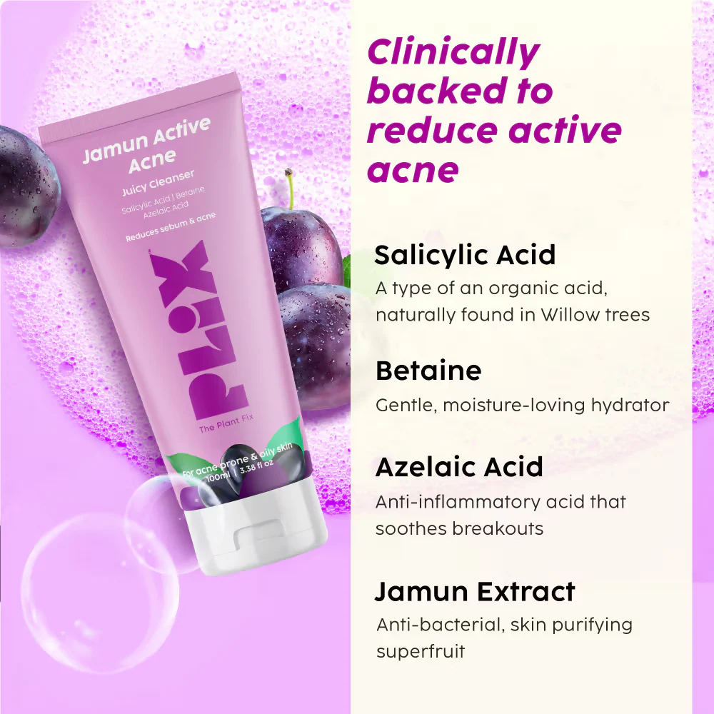 PLIX The Plant Fix - Jamun Active Acne Regime With Cleanser & Toner To Unclog Pores & Reduce Acne - Image 6