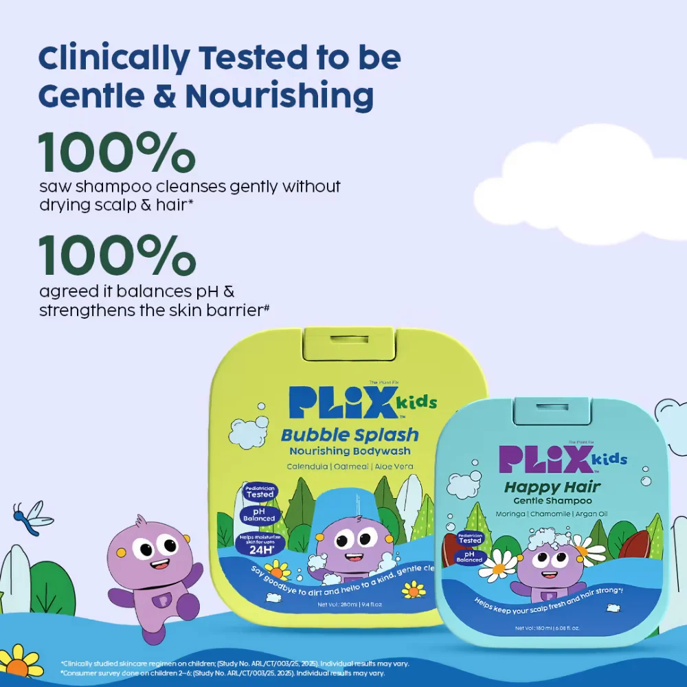 PLIX The Plant Fix Kids Happy Hair Gentle Shampoo & Bubble Splash Body Wash - Image 3