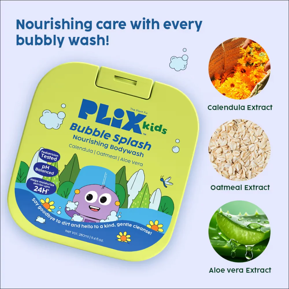 PLIX The Plant Fix Kids Happy Hair Gentle Shampoo & Bubble Splash Body Wash - Image 4