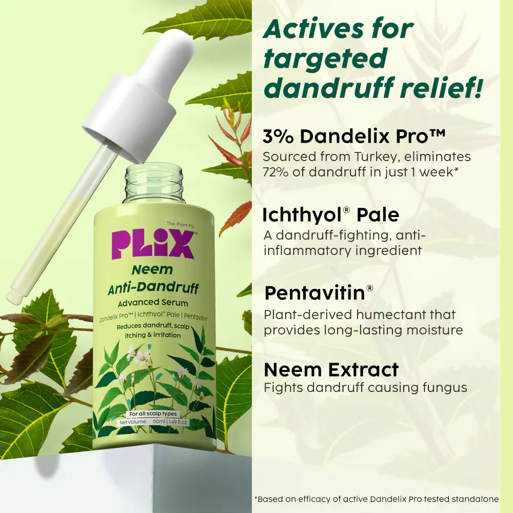 PLIX The Plant Fix Neem Anti-Dandruff Advanced Kit - Shampoo + Serum - Image 5