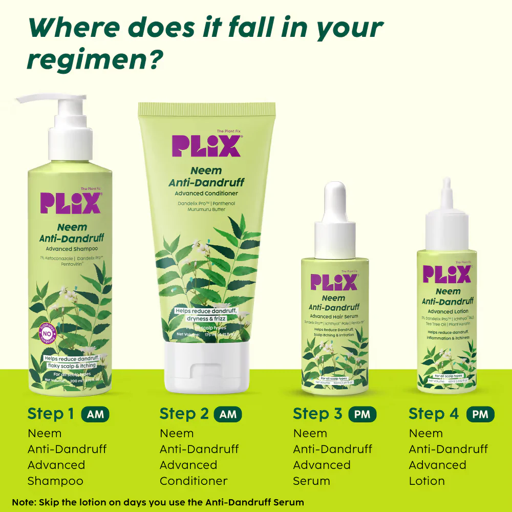 PLIX The Plant Fix Neem Anti-Dandruff Advanced Kit - Shampoo + Serum - Image 9