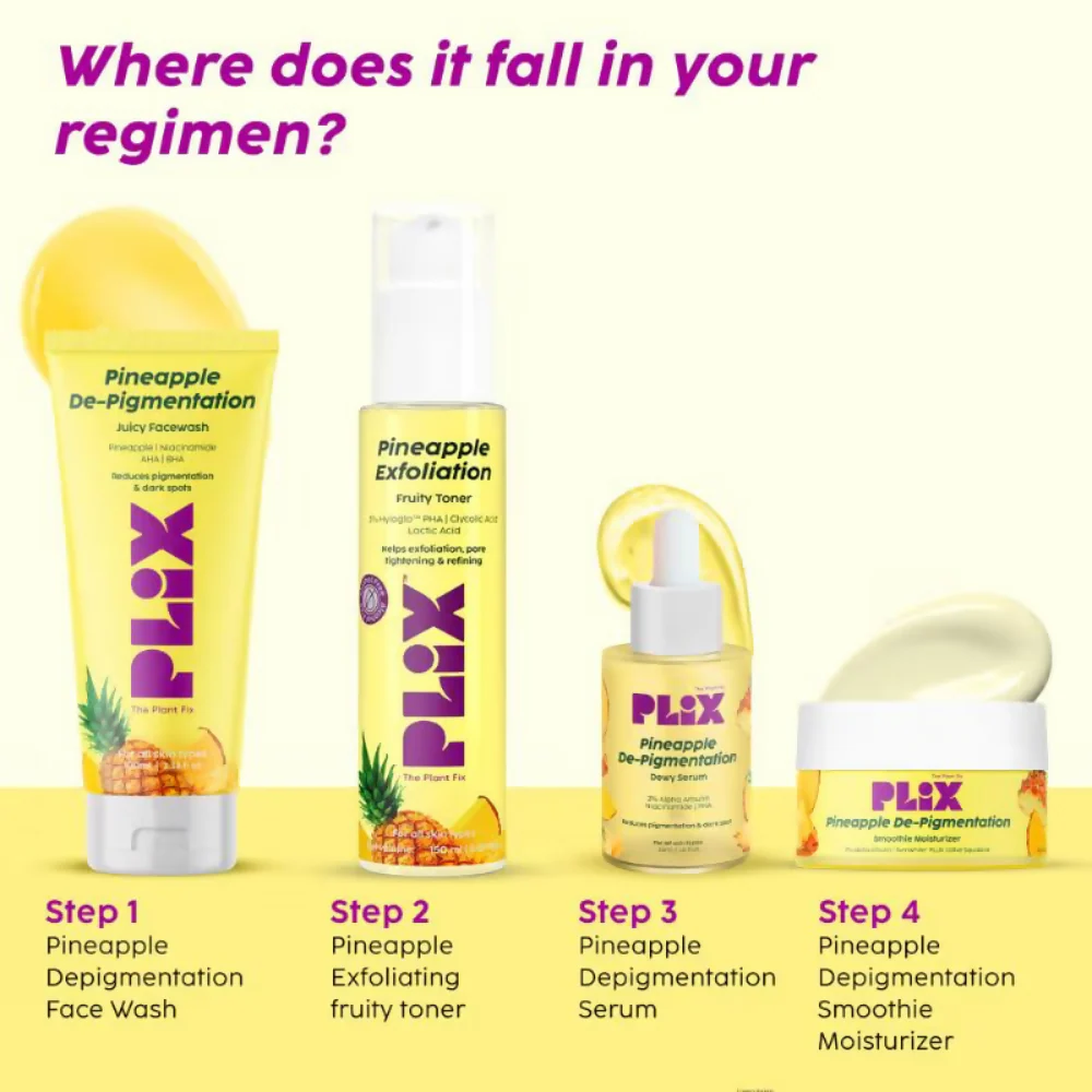 PLIX The Plant Fix Pineapple Depigmentation Regime With Toner, Cleanser & Moisturizer - Image 10
