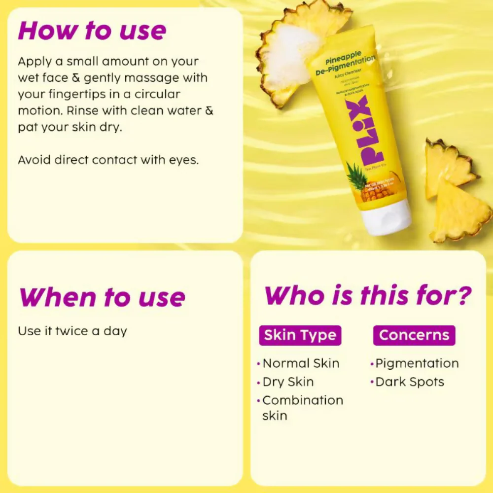 PLIX The Plant Fix Pineapple Depigmentation Regime With Toner, Cleanser & Moisturizer - Image 4