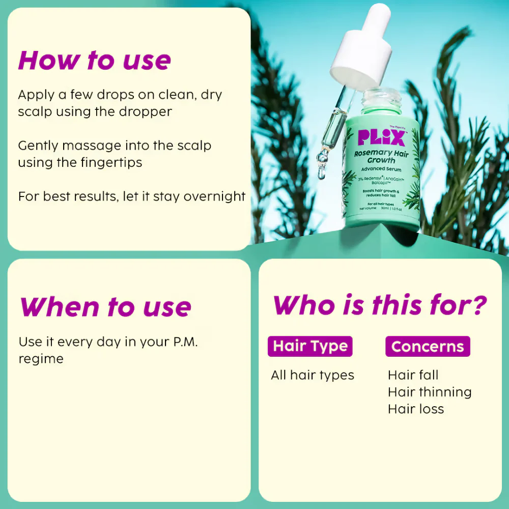 PLIX The Plant Fix Rosemary Anti Hairfall Kit (Serum, Shampoo, Conditioner & Hair Mask) - Image 3