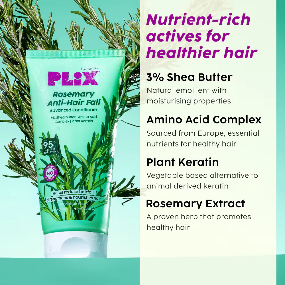 PLIX The Plant Fix Rosemary Anti Hairfall Regime 3% Redensyl Serum, Shampoo & Conditioner - Image 5