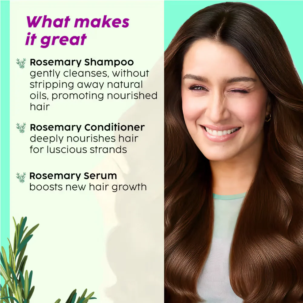 PLIX The Plant Fix Rosemary Anti Hairfall Regime 3% Redensyl Serum, Shampoo & Conditioner - Image 7