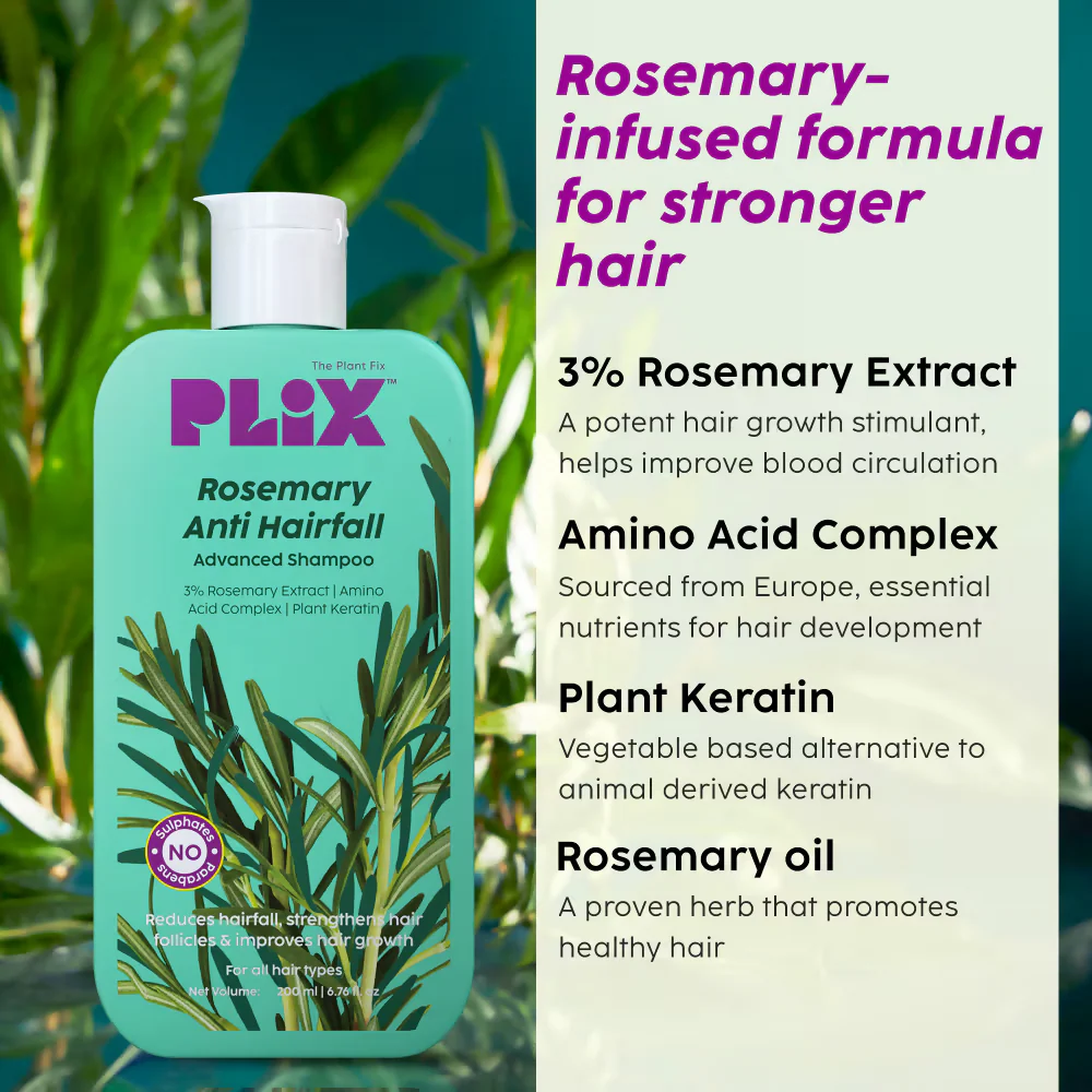 PLIX The Plant Fix Rosemary Anti Hairfall Regime Advanced Shampoo & Conditioner - Image 4